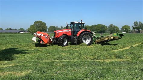 Gras Maaien Met Massey Ferguson Dyna En Kuhn Krone Triple Maaier