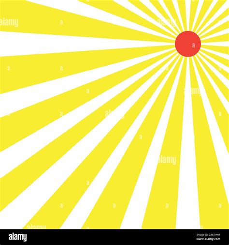 Abstract Yellow Stripe Ray With Red Sun Background Flat Design Vector