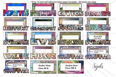 Book Labels Printable - Personalized School Book Labels / Stickers - 20 Labels per sheet ...