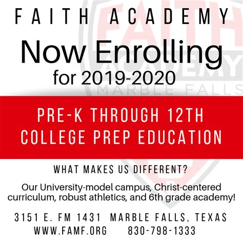 Faith Academy Now Enrolling(2) | Faith Academy Marble Falls