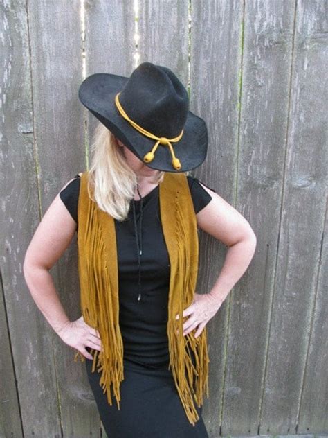 Vintage 1960s Leather Cowgirl Fringed Vest Texas Style