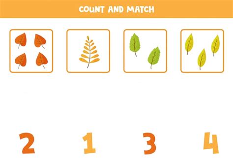 Premium Vector Counting Autumn Leaves Math Game For Preschoolers