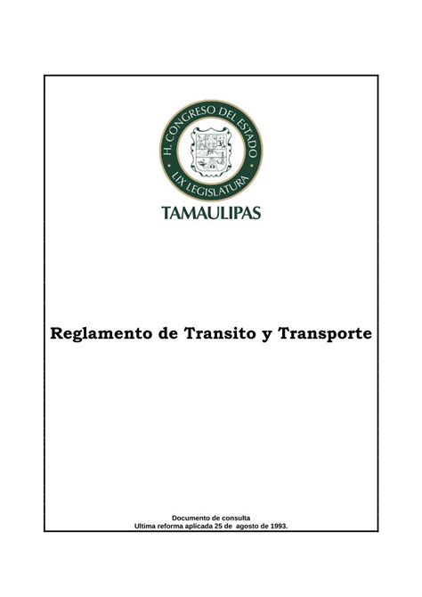 Pdf Reglamento De Transito Y Transporte Tampico Gob Mx Reglamento