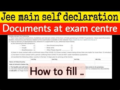 Self Declaration Form Nta Jee Mains 2023 Printable Forms Free Online