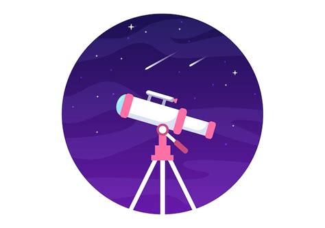 Ilustración De Dibujos Animados De Astronomía Con Telescopio Para Ver El Cielo Estrellado La