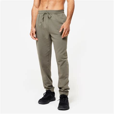 Men’s Fitness Pants - 500 Essentials - Ash khaki green - Domyos - Decathlon