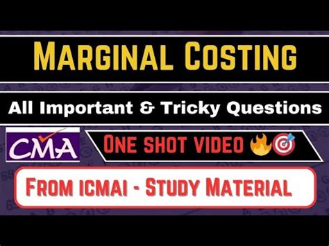 CA CMA Inter Marginal Costing All Important Tricky Questions From