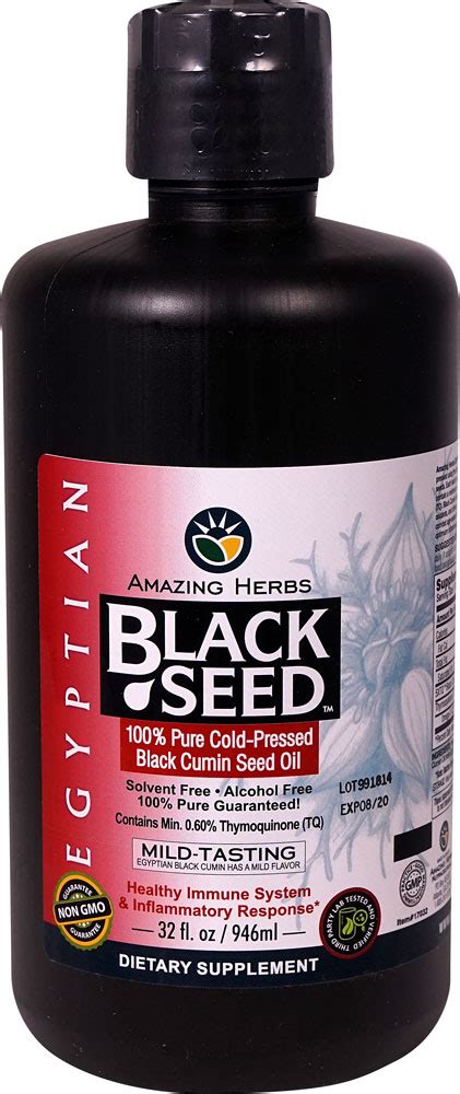 Amazing Herbs Egyptian Black Seed™ Pure Cold Pressed Black Cumin Seed Oil 32 Fl Oz Vitacost