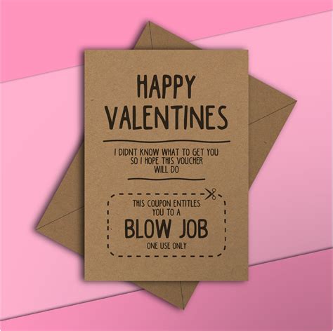 Blow Job Voucher Funny Valentines Day Card Rude Adult Etsy