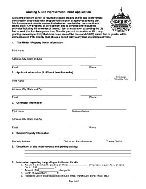 Fillable Online Grading Site Improvement Permit Application Fax Email