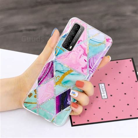 Triangular Marble Painted Galvanized Electroplating Soft Phone Case