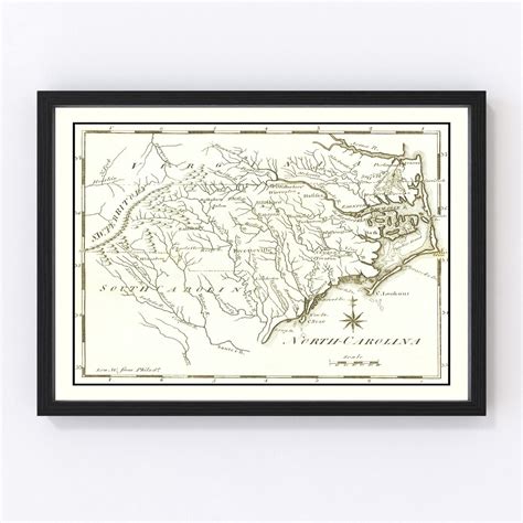 North Carolina Map 1795 Old Map of North Carolina Art Vintage Print ...