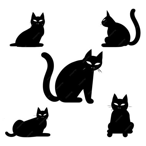 Premium Vector Set Of Silhouette Black Cats Vector Art Illustration