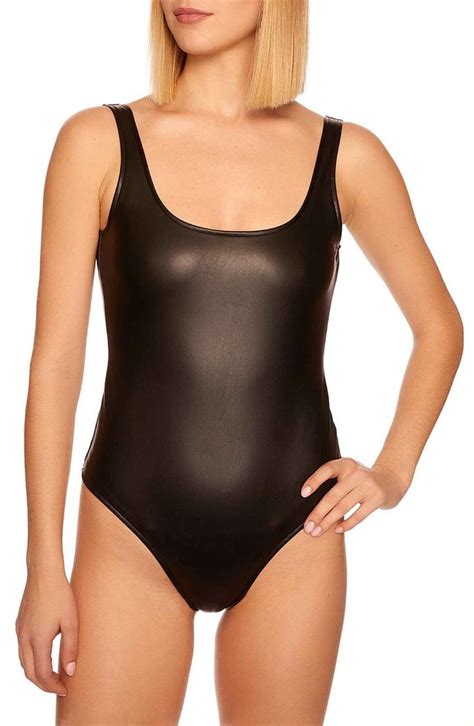 Susana Monaco Faux Leather Low Back Bodysuit Nordstrom Bodysuit