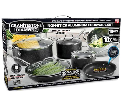 GraniteStone Granitestone Diamond Non-Stick Aluminum 10-Piece Cookware ...