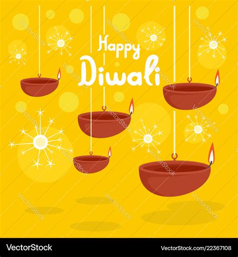 Happy Divali Festival Concept Background Flat Vector Image