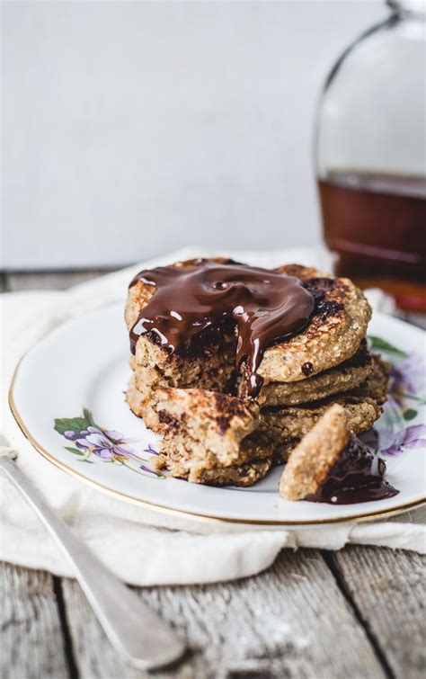 Oatmeal Chocolate Chip Cookie Pancakes For One {vegan Gf} Izy Hossack Top With Cinnamon