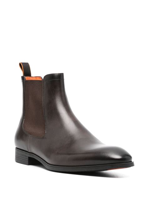 Santoni Leather Chelsea Boots Brown Farfetch