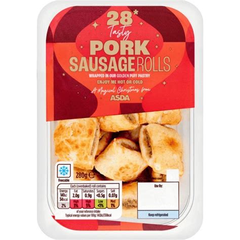 ASDA 28 Tasty Pork Sausage Rolls 28 X 280g 10g Compare Prices