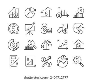 Financial Analysis Icons Vector Line Editable Stock Vector Royalty