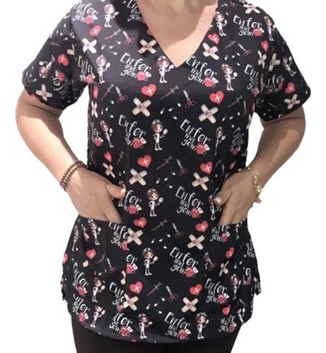 Blusa Bata Camisa Scrub Pijama Hospitalar Cirúrgico Preta