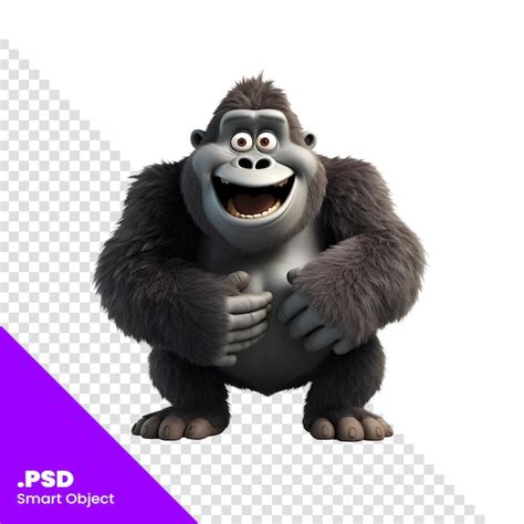 D Rendering Eines Gorillas Mit Einem L Cheln Im Gesicht Psd Vorlage