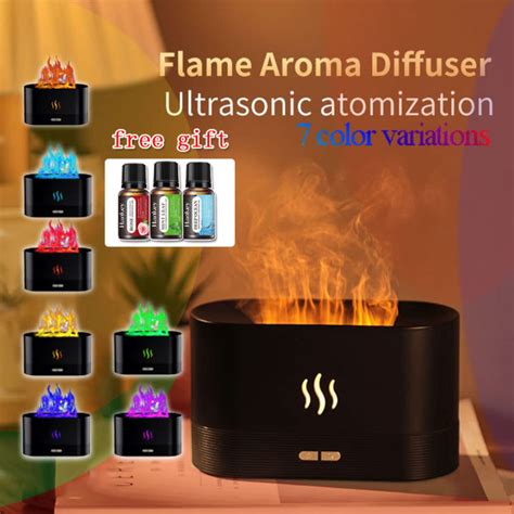 Flame Aroma Diffuser Air Humidifier Ultrasonic Cool Mist Maker Fogger Led Essential Oil