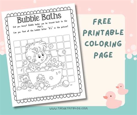 National Bubble Bath Day Free Printable Coloring Page