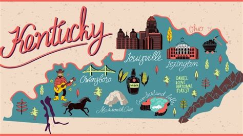 Map Of Kentucky And Flag Kentucky Outline Counties Cities And Road