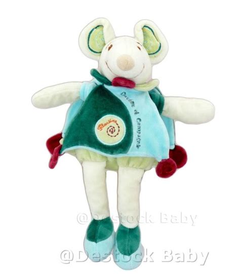 Doudou Et Compagnie Souris Filousine Cape Bleu Vert Mod Cm