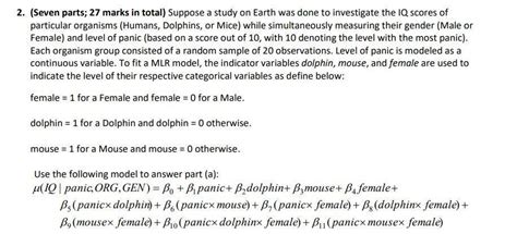 2 Seven Parts 27 Marks In Total Suppose A Study Chegg