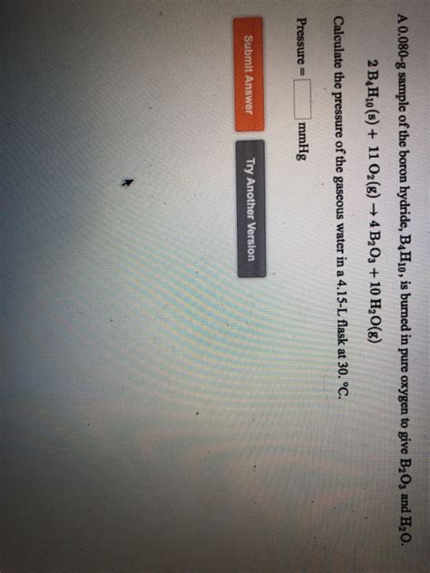 Solved A 0.080-g sample of the boron hydride, B4Hio, is | Chegg.com