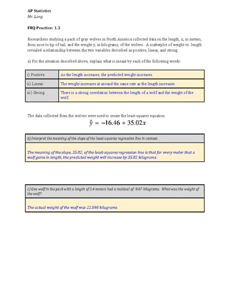 Ap Statistics Frq 5