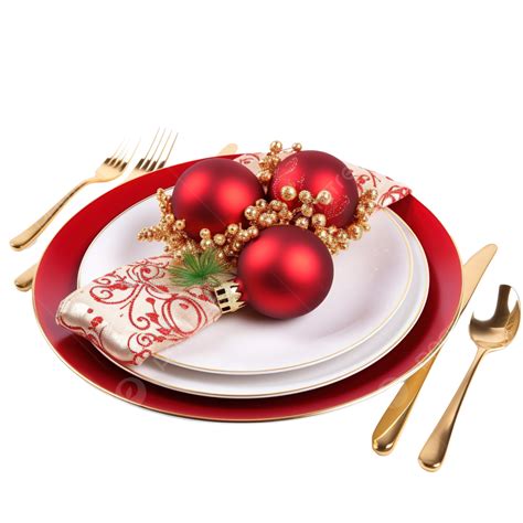 Christmas Table Setting With Plate Silverware And Decorations Dinner