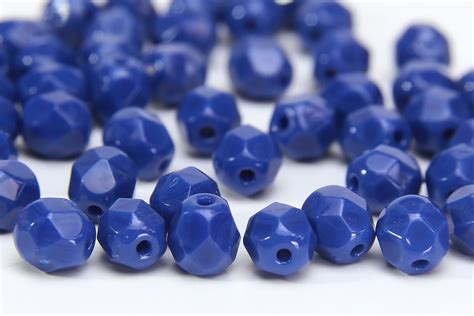 6mm Opaque Capri Blue Firepolished Czech Glass Bead Spider