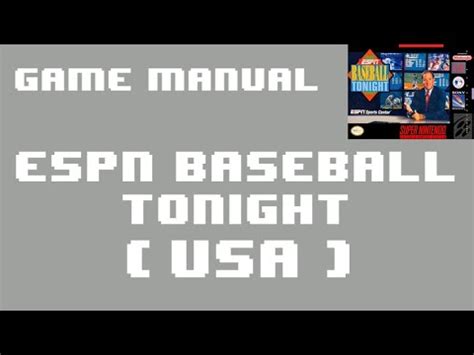 SNES Manual ESPN Baseball Tonight USA Animated Game Manual For