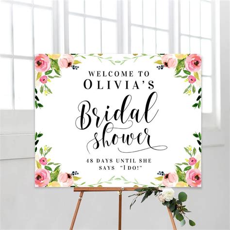 Welcome Bridal Shower Sign Printable Welcome Floral Sign Etsy