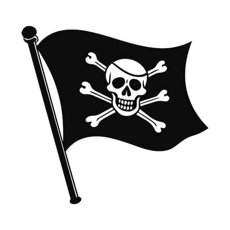 Pirate Flag With A Skull And Crossbow Vector Silhouette Premium Ai