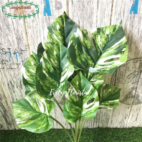 Promo Daun Monstera Variegata X Semi Latex Artificial Tanaman Hias