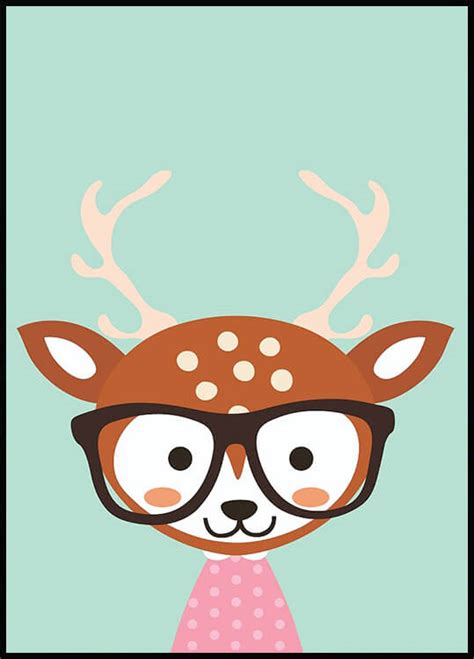 Cute Deer Poster Babydruk Birth Poster 1 1 Scale Original Gift