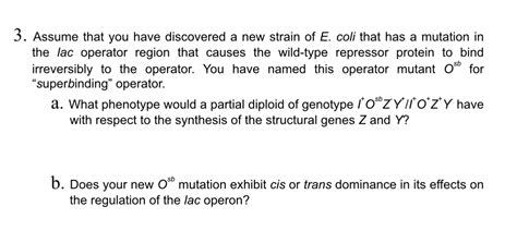 Solved Assume That You Have Discovered A New Strain Of E