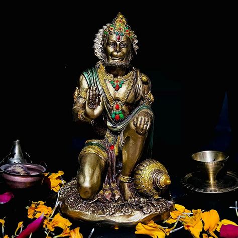 Buy Skyzal Lord Hanuman Statue Metal Finish For Pooja Puja Mandir Room