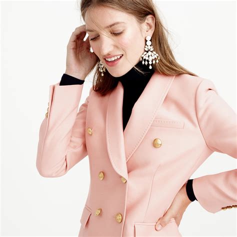 J Crew Collection Double Breasted Blazer In Wool Silk In Pink Lyst