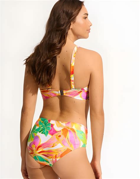 Seafolly Wonderland Longline Tri Bikini With Gathered Front Retro Pant