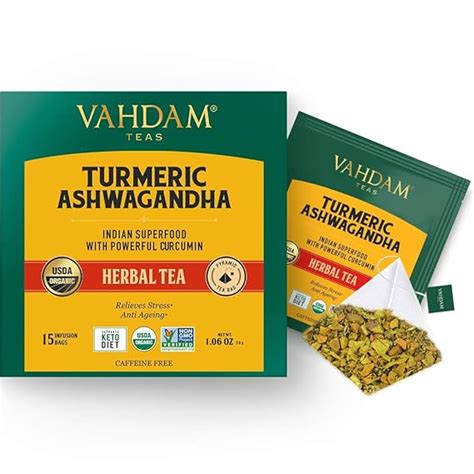 Vahdam Turmeric Ashwagandha Tea 15 Tea Bags Of Immunity Tea