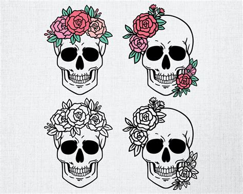 Floral Skull Svg Bundle Digital Download Skulls Svg Flower Etsy