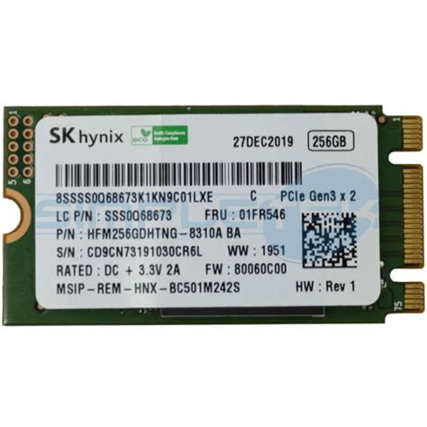 SSD 256GB 2242 M 2 Nvme Pci E 3 0 X2 SK Hynix HFM256GDHTNG SSS0Q68673