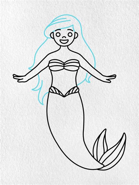how to draw a ariel from the little mermaid