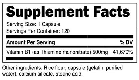 Nutricost Vitamin B1 Thiamin 500mg 120 Capsules 2 Bottles