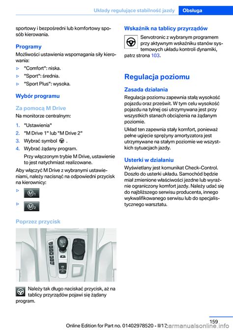 BMW X6 M 2017 Instrukcja obsługi in Polish 296 Pages Page 160 Po